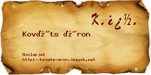 Kováts Áron névjegykártya